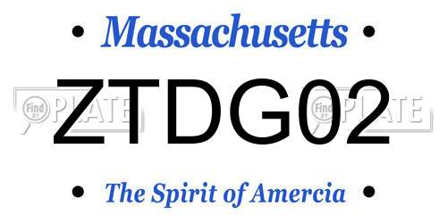 ZTDG02 Massachusetts License Plate