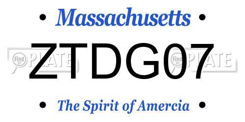 ZTDG07 Massachusetts License Plate