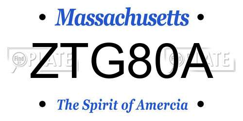 ZTG80A Massachusetts License Plate