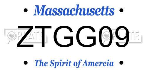 ZTGG09 Massachusetts License Plate