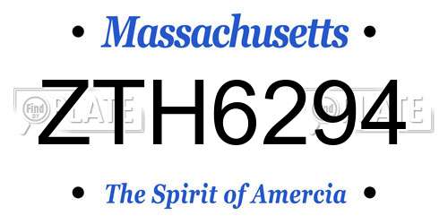 ZTH6294 Massachusetts License Plate