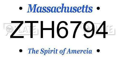 ZTH6794 Massachusetts License Plate