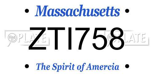 ZTI758 Massachusetts License Plate