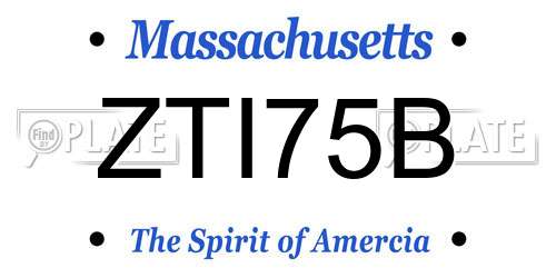 ZTI75B Massachusetts License Plate