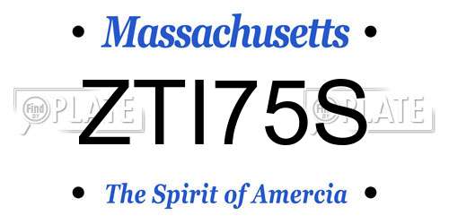 ZTI75S Massachusetts License Plate