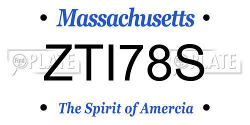 ZTI78S Massachusetts License Plate