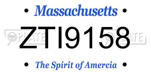 ZTI9158 Massachusetts License Plate