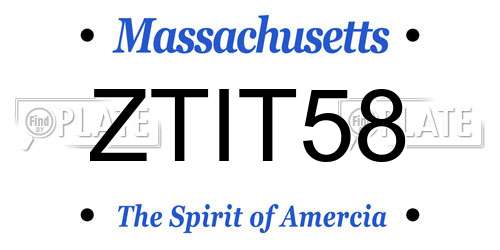 ZTIT58 Massachusetts License Plate