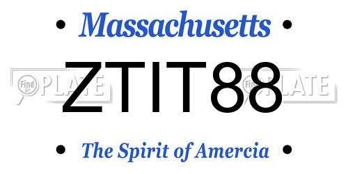 ZTIT88 Massachusetts License Plate