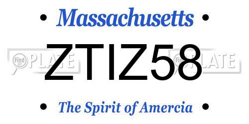 ZTIZ58 Massachusetts License Plate
