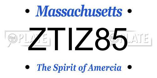ZTIZ85 Massachusetts License Plate