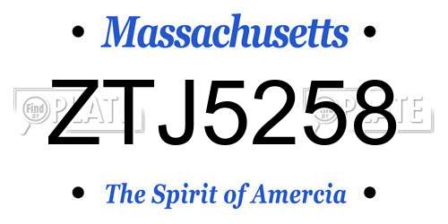 ZTJ5258 Massachusetts License Plate