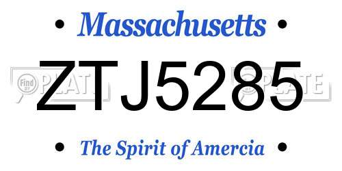 ZTJ5285 Massachusetts License Plate