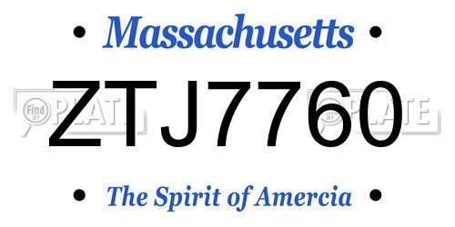 ZTJ7760 Massachusetts License Plate