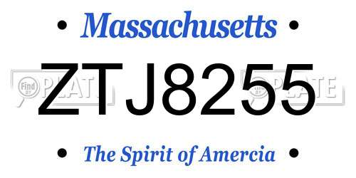 ZTJ8255 Massachusetts License Plate