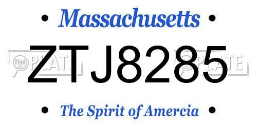 ZTJ8285 Massachusetts License Plate