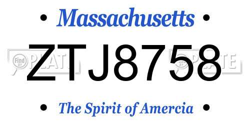 ZTJ8758 Massachusetts License Plate