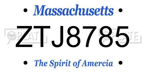 ZTJ8785 Massachusetts License Plate