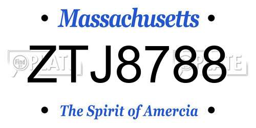 ZTJ8788 Massachusetts License Plate