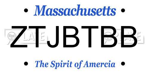 ZTJBTBB Massachusetts License Plate