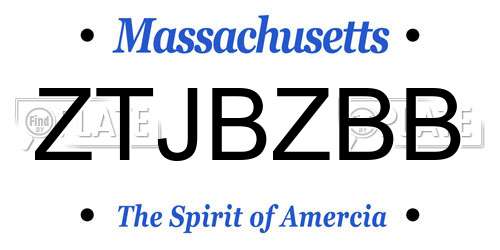 ZTJBZBB Massachusetts License Plate