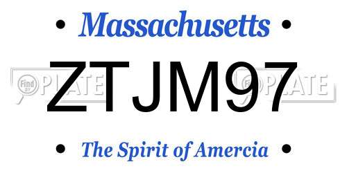 ZTJM97 Massachusetts License Plate