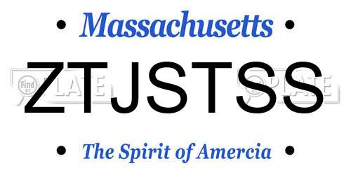 ZTJSTSS Massachusetts License Plate
