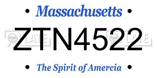 ZTN4522 Massachusetts License Plate