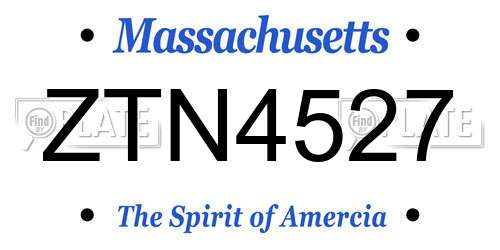 ZTN4527 Massachusetts License Plate