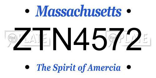 ZTN4572 Massachusetts License Plate