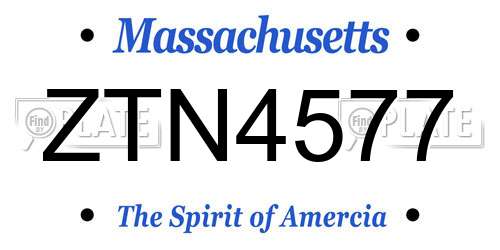 ZTN4577 Massachusetts License Plate