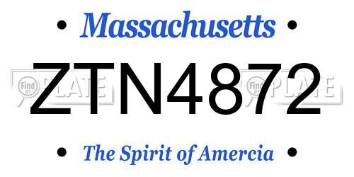 ZTN4872 Massachusetts License Plate