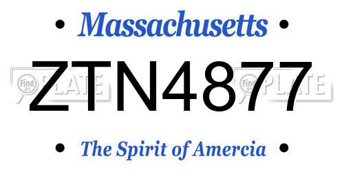 ZTN4877 Massachusetts License Plate