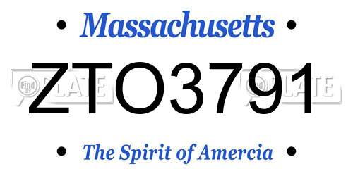 ZTO3791 Massachusetts License Plate