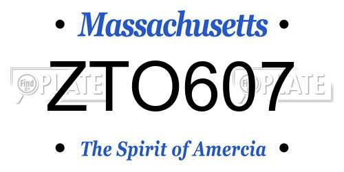 ZTO607 Massachusetts License Plate
