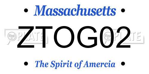 ZTOG02 Massachusetts License Plate