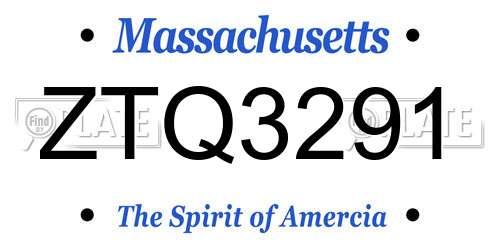 ZTQ3291 Massachusetts License Plate