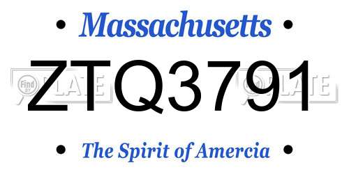 ZTQ3791 Massachusetts License Plate