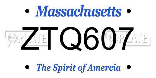 ZTQ607 Massachusetts License Plate
