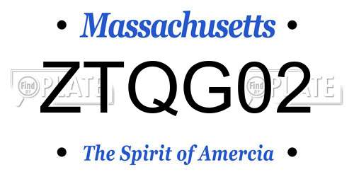 ZTQG02 Massachusetts License Plate