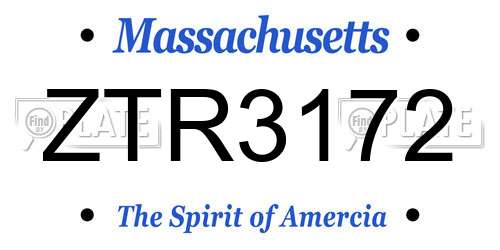 ZTR3172 Massachusetts License Plate