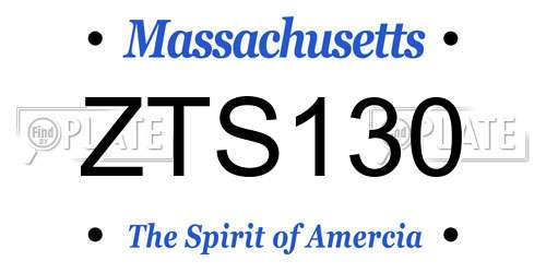 ZTS130 Massachusetts License Plate