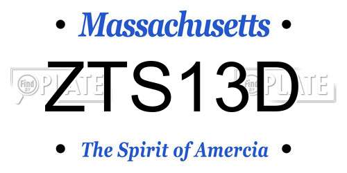 ZTS13D Massachusetts License Plate