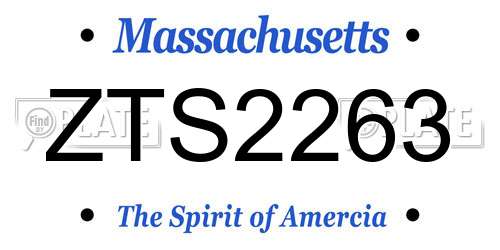 ZTS2263 Massachusetts License Plate