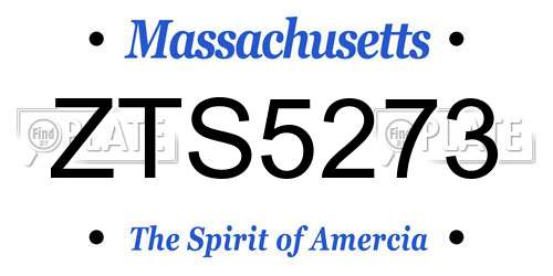 ZTS5273 Massachusetts License Plate