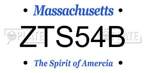 ZTS54B Massachusetts License Plate