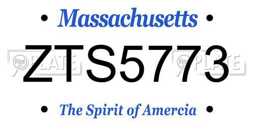 ZTS5773 Massachusetts License Plate