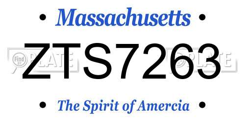 ZTS7263 Massachusetts License Plate