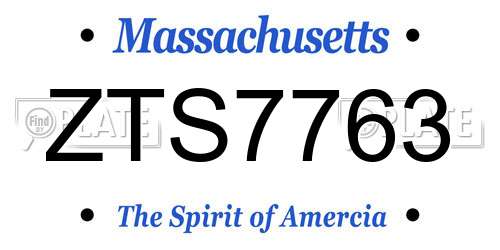 ZTS7763 Massachusetts License Plate