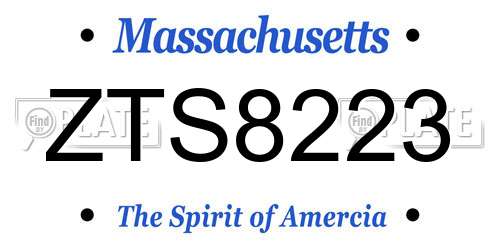 ZTS8223 Massachusetts License Plate
